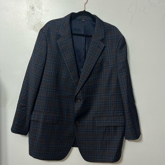 Bonobos Prominent Fit blue plaid wool blend blazer 48R - Picture 1 of 5